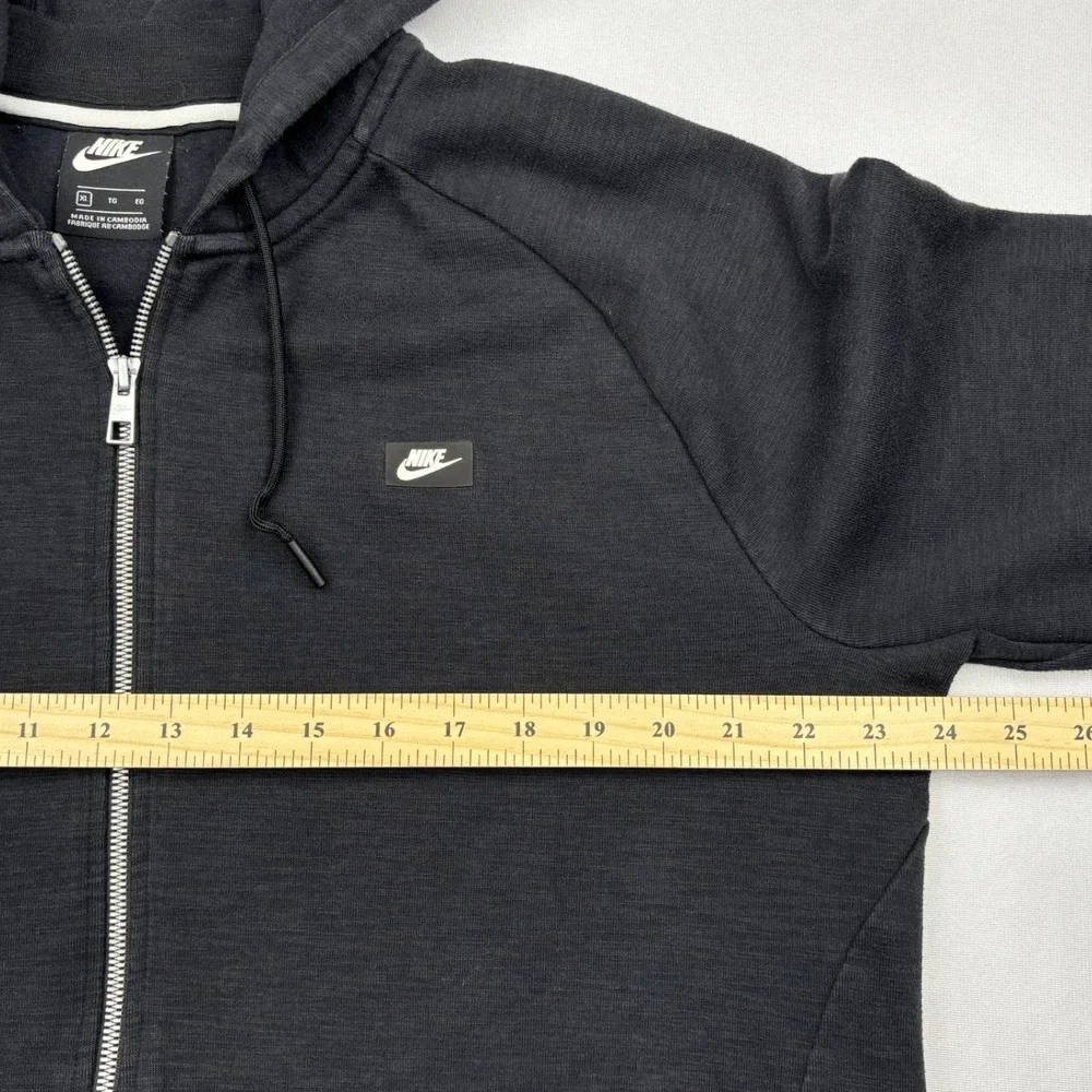 Nike Optic Fleece Full Zip Hoodie Mens XL Black Heather Sweatshirt Jacket 928475